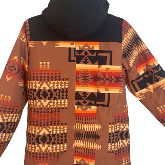 Pendleton women‎ XS Sheridan Aztec puffer jacket western wear orange brown black - Picture 5 of 12